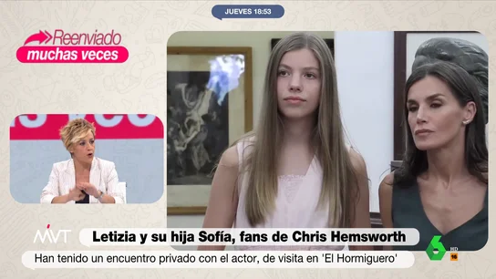 Cristina Pardo desvela cómo fue la visita de la reina Letizia y la infanta Sofía a El Hormiguero para ver a Chris Hemsworth La reina Letizia y la infanta Sofía estuvieron en el plató de 'El Hormiguero' para conocer y charlar con Chris Hemsworth, invitado de ayer en el programa de Pablo Motos. Cristina Pardo desvela los detalles del encuentro en este vídeo