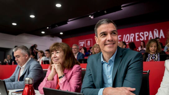 Pedro S&aacute;nchez, durante la reuni&oacute;n del comit&eacute; federal del PSOE para validar las listas electorales del 23J