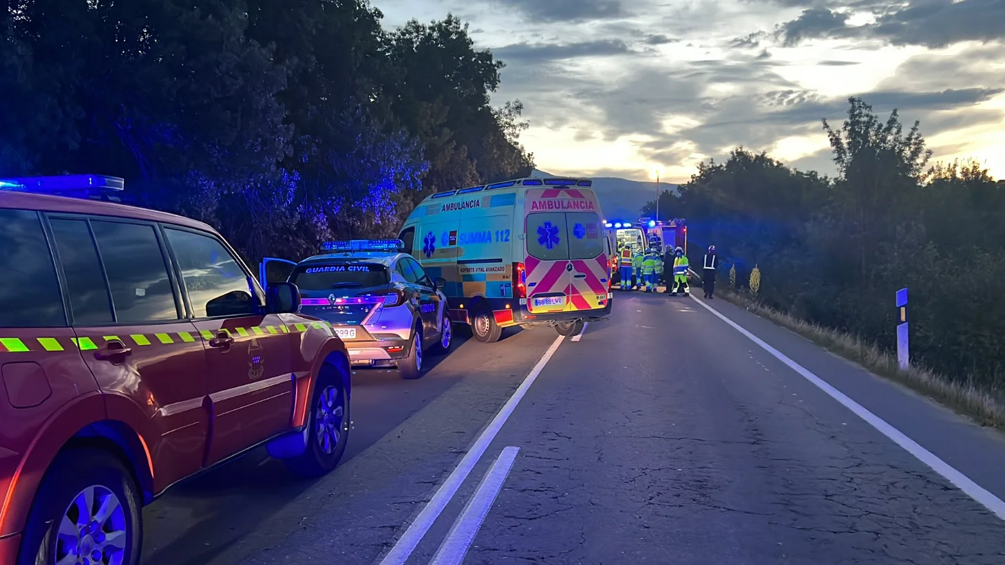 Lugar del accidente en el que cuatro mujeres han fallecido en un accidente de tráfico en Madrid