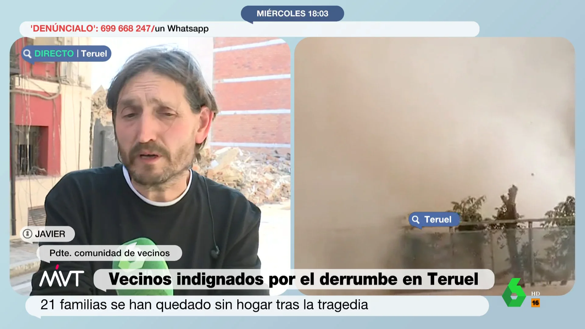 Un vecino de Teruel que ha perdido su casa por el derrumbamiento: "Podríamos haber llegado a otro punto"