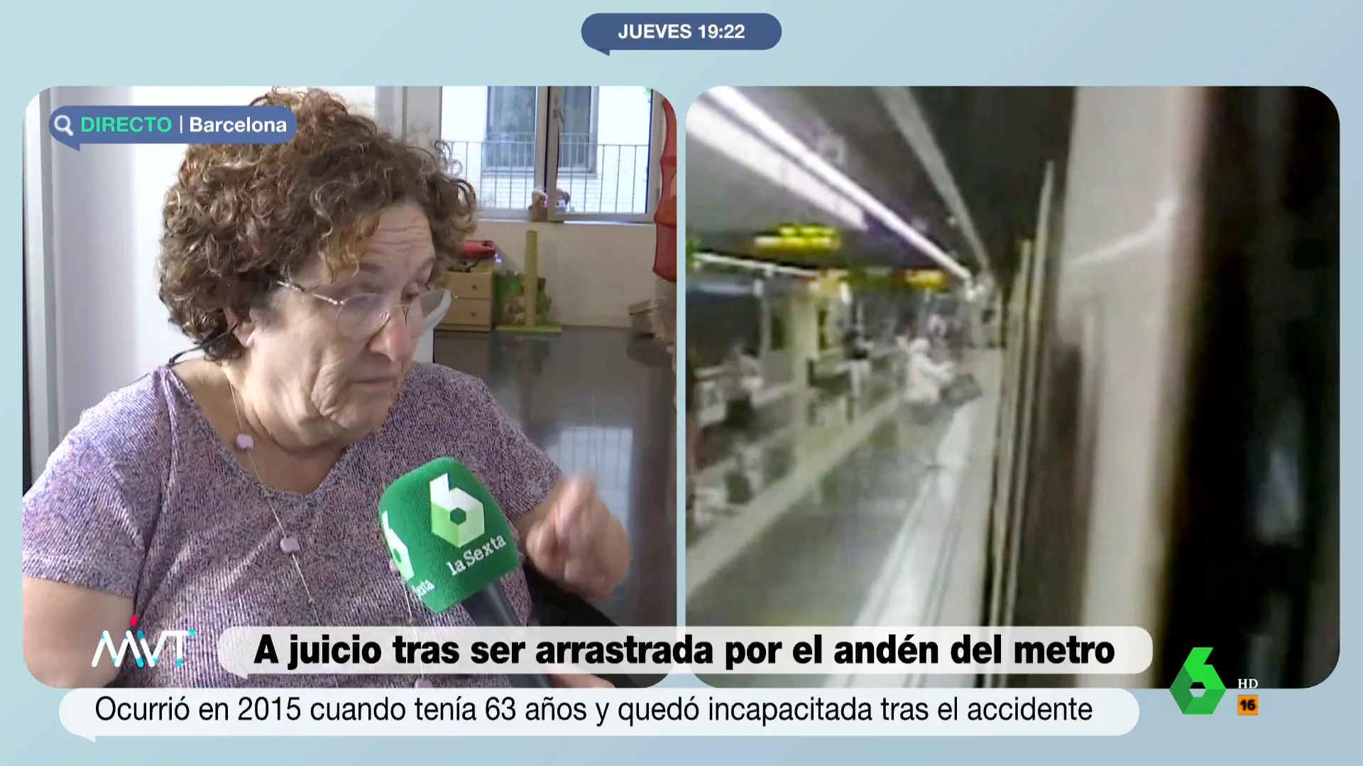 Nuria Carrera sufrió en 2015 un accidente en el metro de Barcelona cuando su mano quedó atrapada por las puertas del vagón de un tren y fue arrastrada por el andén. "Necesito una persona cada día para que me ayude en casa", comenta en este vídeo.