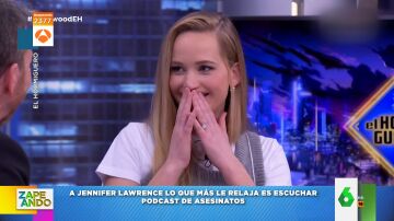 Jennifer Lawrence confiesa a Pablo Motos la razón por la que escucha pódcast de asesinatos