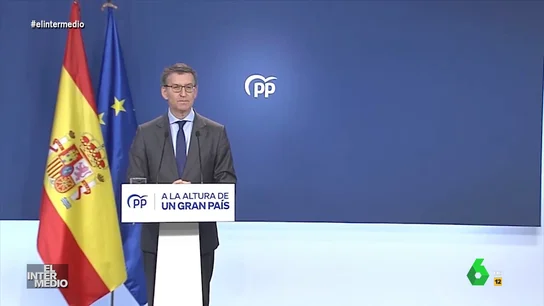 Vídeo manipulado - Alberto Núñez Feijóo fulmina a un periodista que le pregunta por los pactos con Vox En este montaje de El Intermedio, un periodista pregunta a Alberto Núñez Feijóo sobre el acuerdo entre el Partido Popular y Vox en la Comunitat Valenciana. La inesperada y 'fulminante' reacción del presidente del PP, en este vídeo.