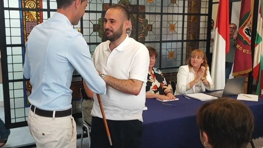 Asier Larrauri, en su toma de posesión como alcalde de Bermeo