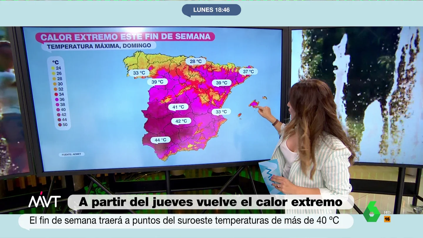El cambio de tiempo de esta semana que hará que en algunas zonas de España se superen los 40 grados Semana de contrastes en lo que respecta al tiempo en España. Joanna Ivars explica que, mientras que habrá lluvias entre el martes y el miércoles en el norte y la mitad norte de la península, a partir del jueves las temperaturas subirán notablemente.