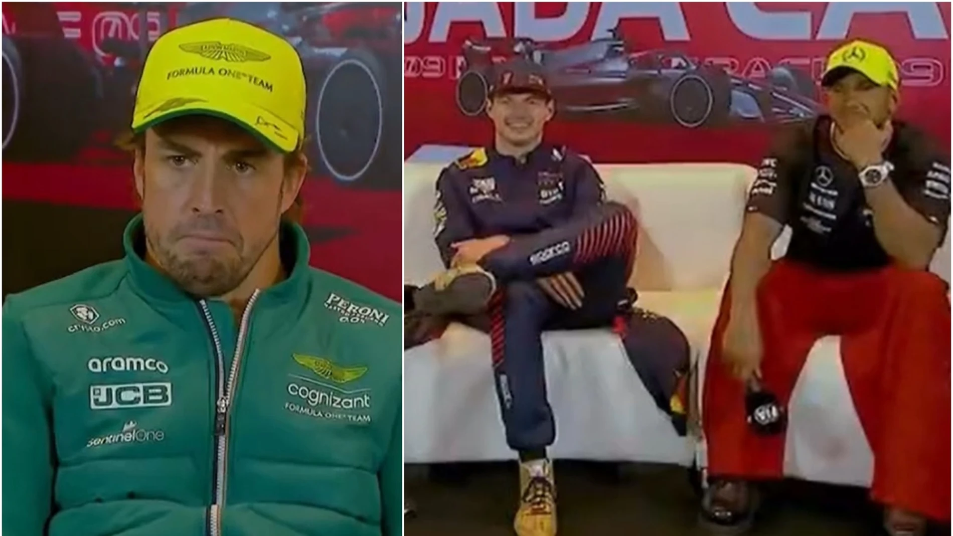 La reacción de Verstappen cuando Alonso afirma que puede superar a Pérez
