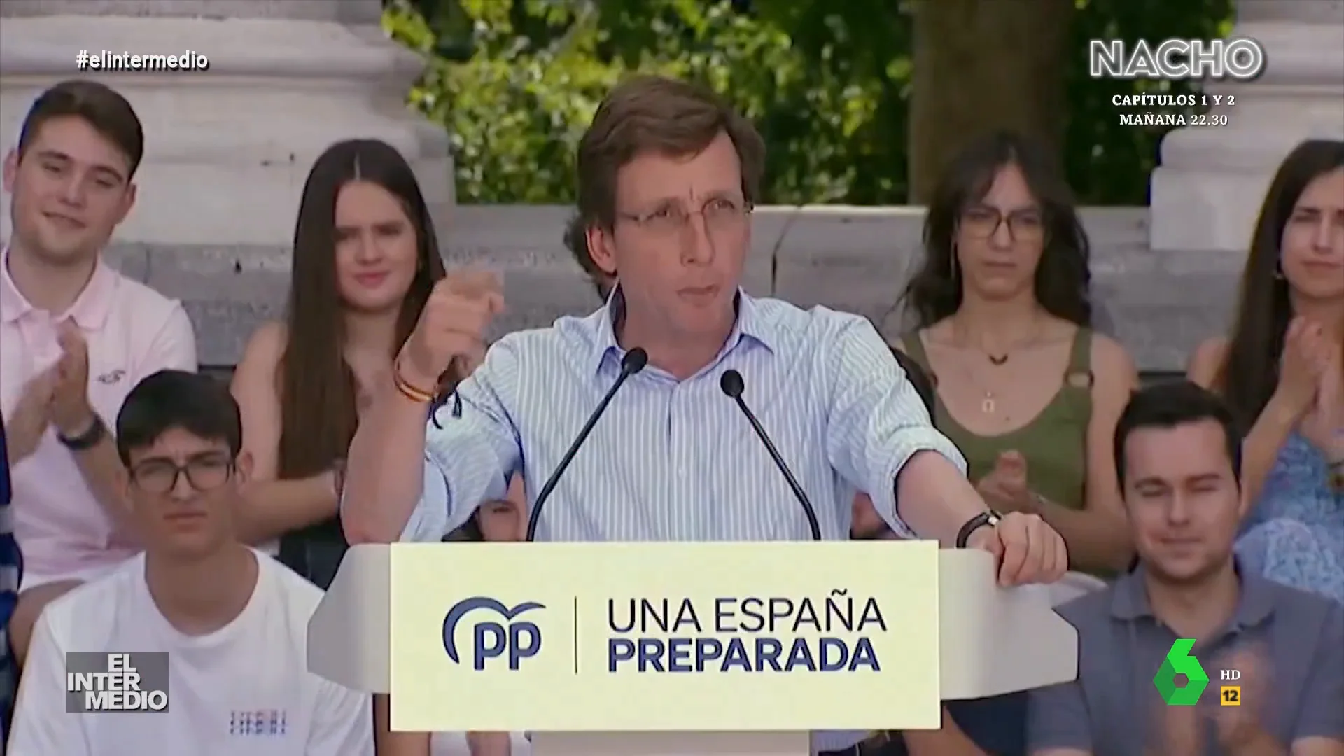 En este montaje de El Intermedio, José Luis Martínez-Almeida arenga a la militancia del Partido Popular con un discurso que recuerda a uno de los más recordados de Luis Aragonés. La reacción de Ayuso o Feijóo, en este vídeo.