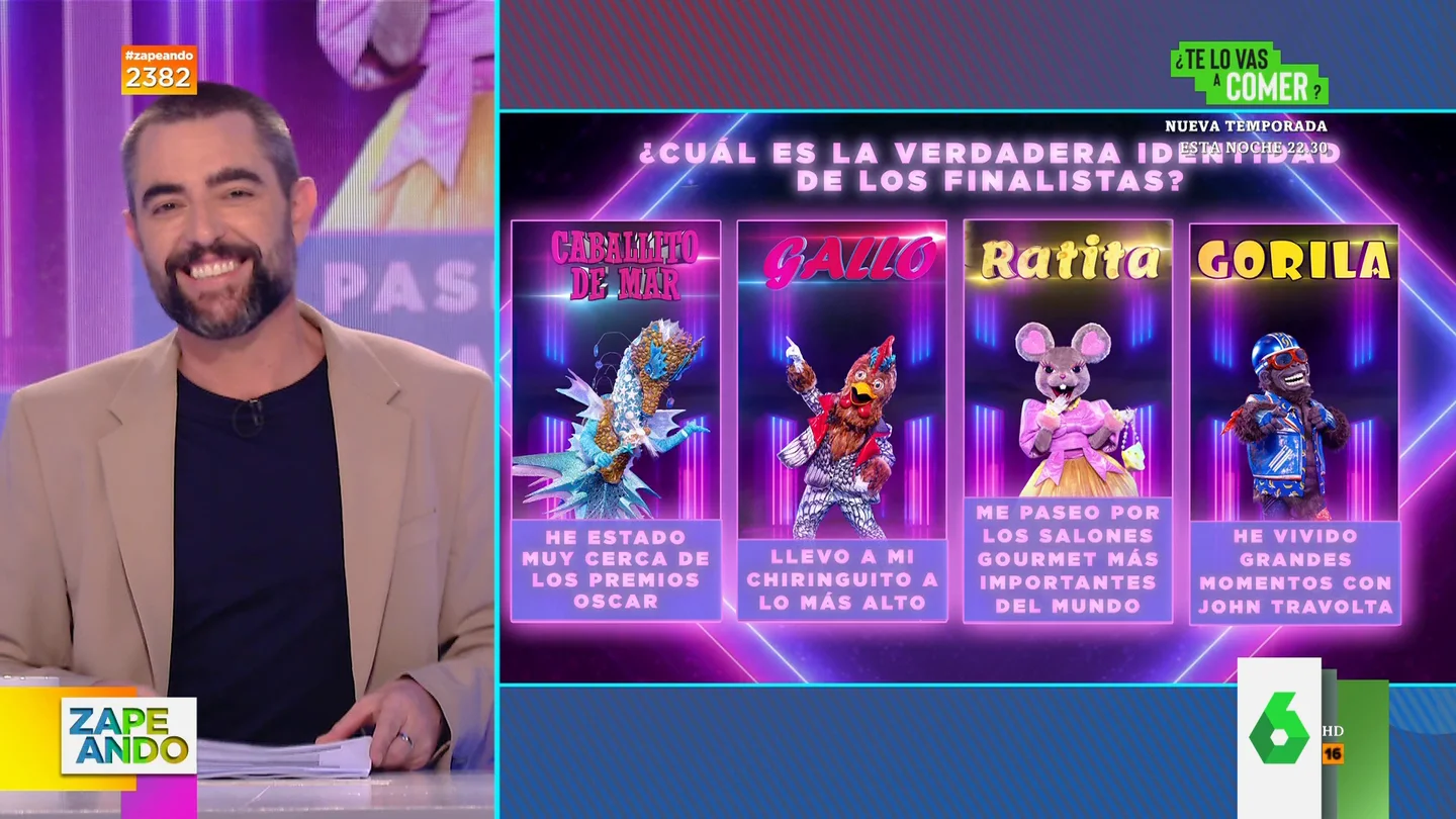 La surrealista porra de Dani Mateo sobre las identidades de las máscaras finalistas de 'Mask Singer' La surrealista porra de Dani Mateo sobre las identidades de las máscaras finalistas de 'Mask Singer'