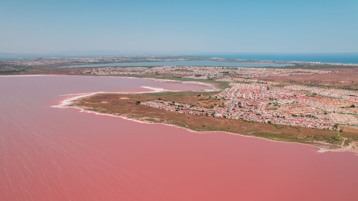 Laguna rosa del parque natural de Torrevieja (Alicante)