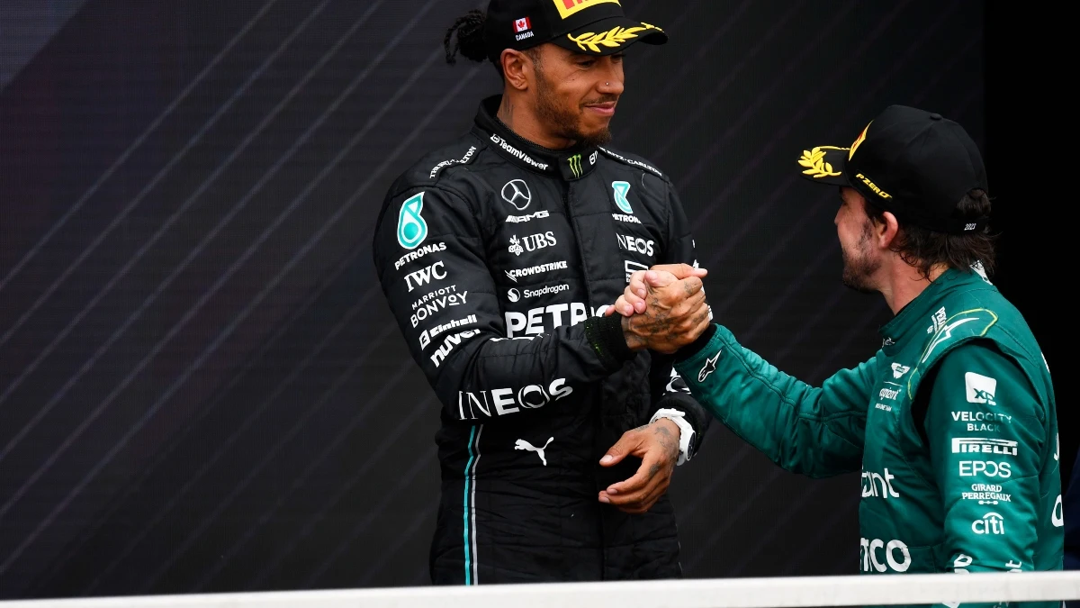 Saludo entre Lewis Hamilton y Fernando Alonso