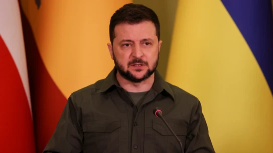 Fotografía de archivo del presidente de Ucrania, Volodímir Zelenski. Zelenski ve la rebelión de Wagner como "la evidencia" de la debilidad de Rusia