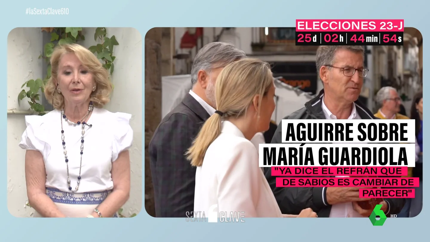 Aguirre defiende el cambio de postura de Guardiola con Vox: "rectificar es de sabios" aunque lo haga Pedro Sánchez Aguirre defiende el cambio de postura de Guardiola con Vox: "rectificar es de sabios" aunque lo haga Pedro Sánchez