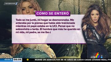Shakira desvela cómo se enteró de la "traición" de Gerard Piqué con Clara Chía: "Se me juntó todo"