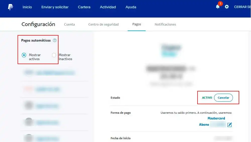 Cancelando los pagos automáticos en PayPal