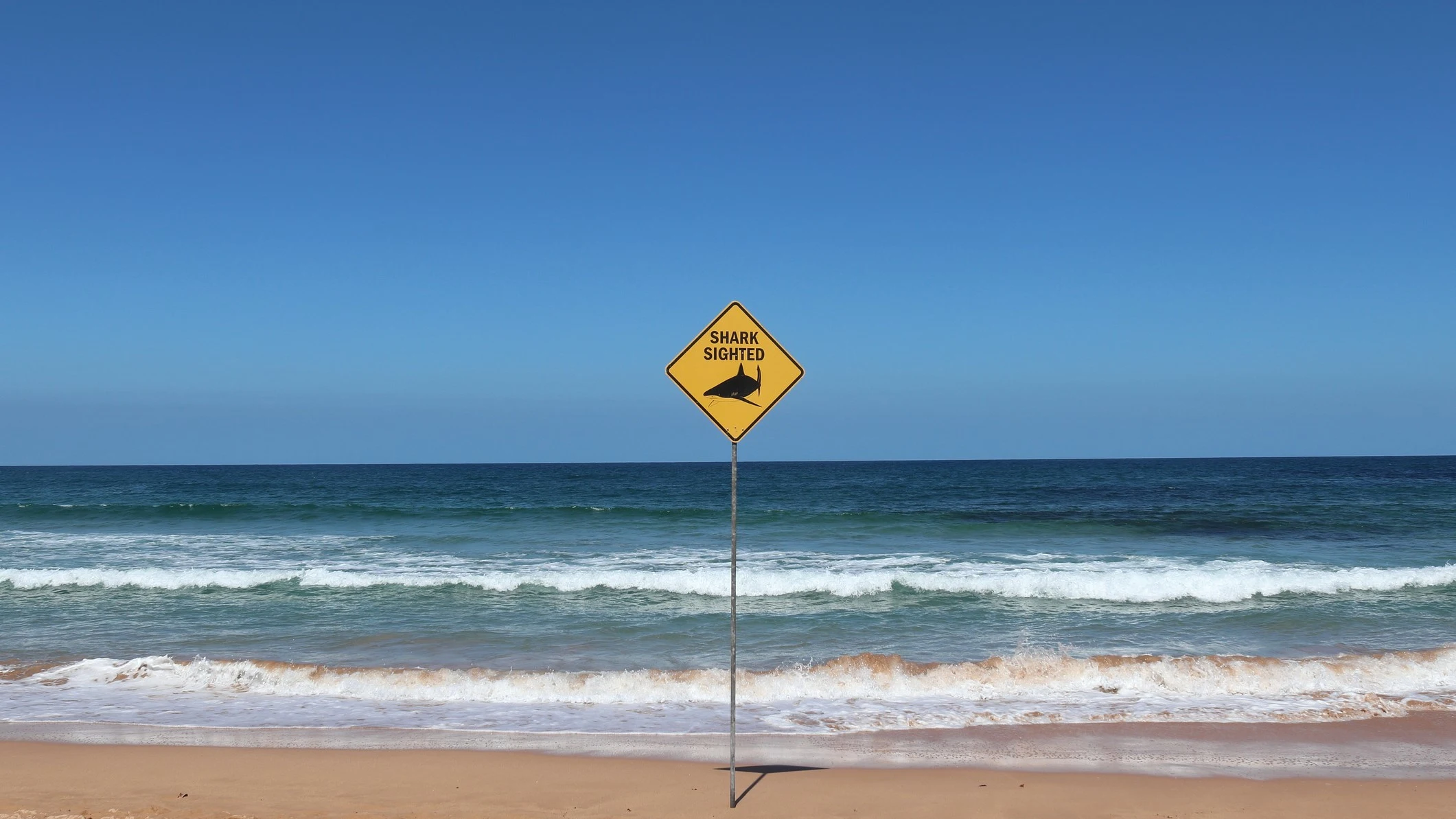 Señal de aviso de tiburones en la playa Señal de aviso de tiburones en la playa