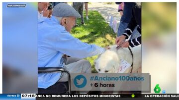 La emotiva sorpresa que recibe un abuelo por su 100º cumpleaños: una fiesta con todos los perros del vecindario
