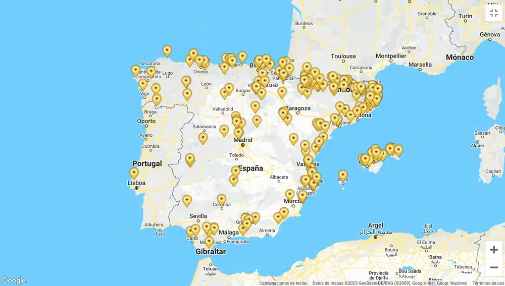 Mapa de hoteles para ciclistas