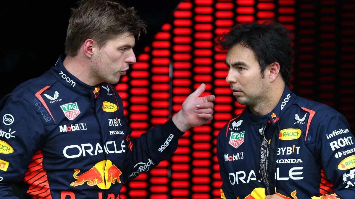 Max Verstappen, con Sergio Pérez