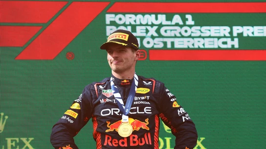 Max Verstappen, en el podio Max Verstappen, en el podio