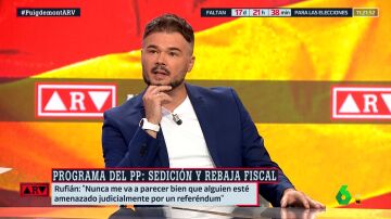 Rufián critica la propuesta de Feijóo para Cataluña: "Que su solución sea 'todos a la cárcel' me parece perverso"