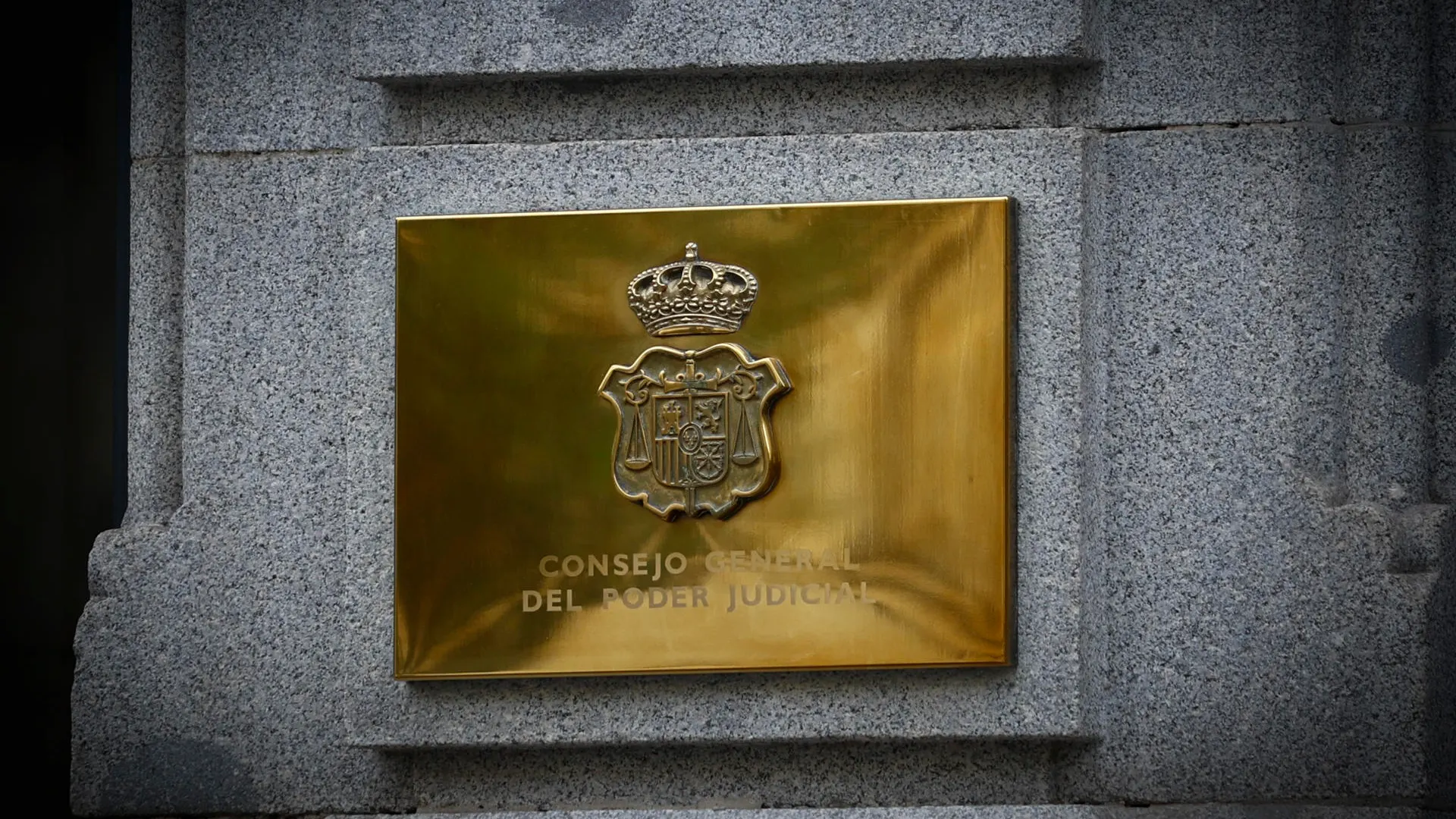 Imagen de la placa de la fachada de la sede del Consejo General del Poder Judicial (CGPJ) en Madrid. 