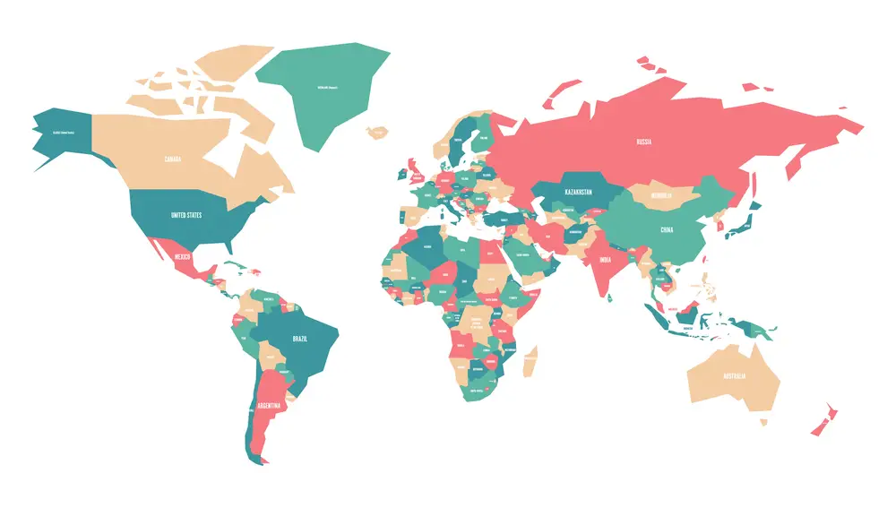 Mapa con todos los países del mundo