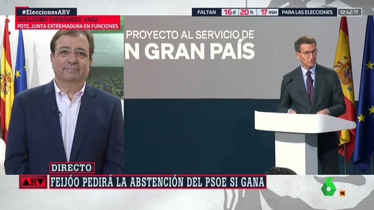 La respuesta de Vara a la petición de Feijóo al PSOE de abstenerse si gana: "Es de trileros" La respuesta de Vara a la petición de Feijóo al PSOE de abstenerse si gana: "Es de trileros"