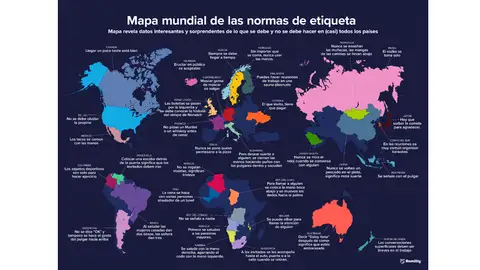 El mapa con las normas de etiqueta más raras del mundo El mapa con las normas de etiqueta más raras del mundo