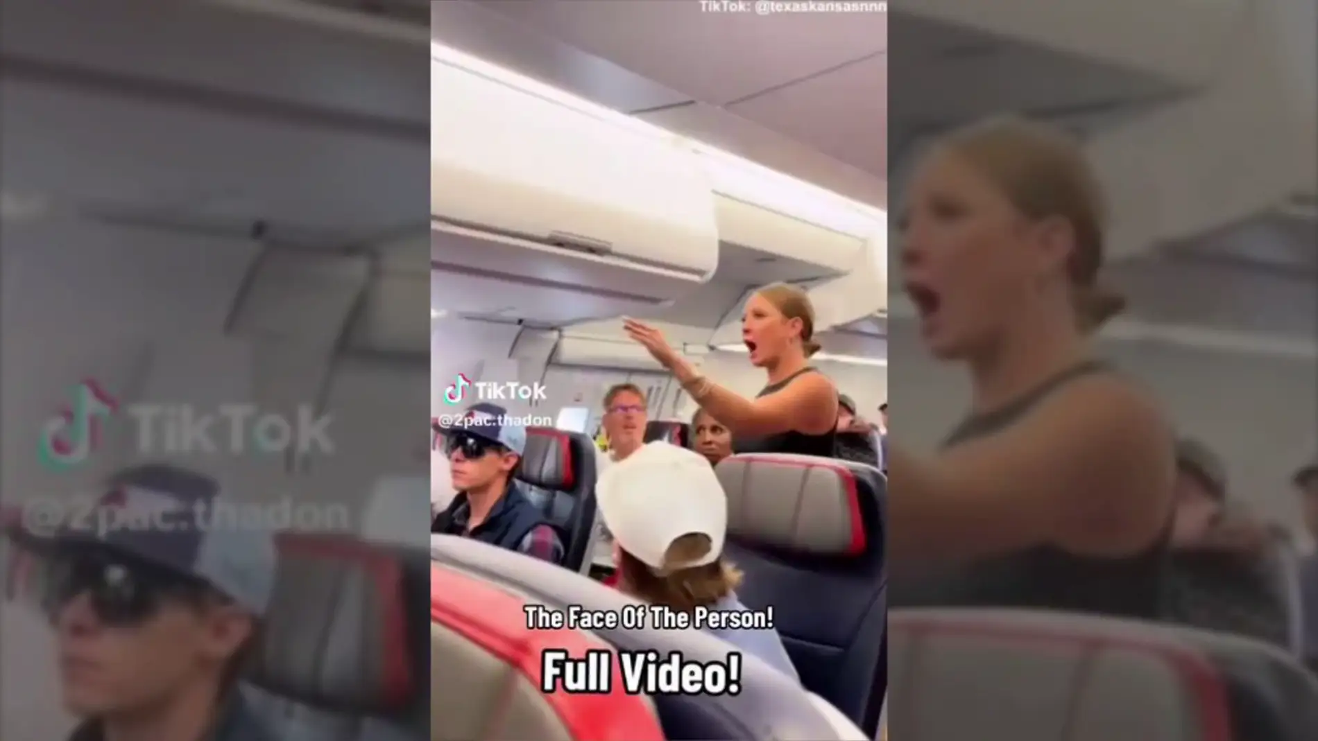 El vídeo viral de una mujer discutiendo a gritos en un avión por un pasajero que "no era real"