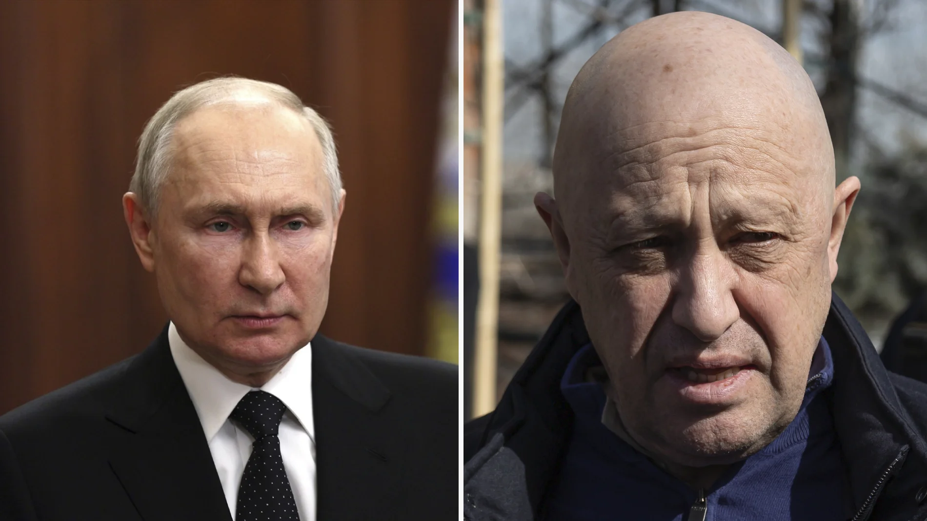 Vladímir Putin (izda.) y el líder de Wagner, Yevgueni Prigozhin (dcha.)