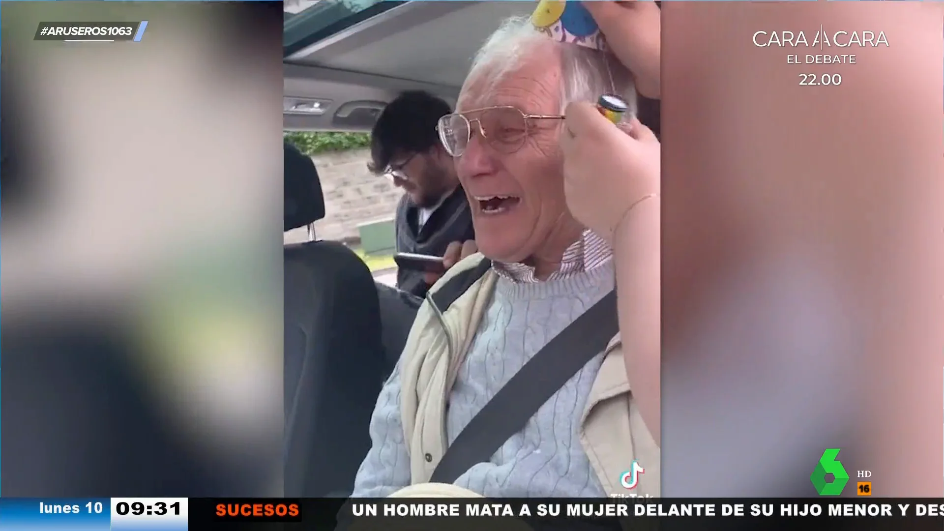 La emoción de un abuelo al ver la fiesta de bienvenida que le prepara su familia tras seis meses en el hospital 