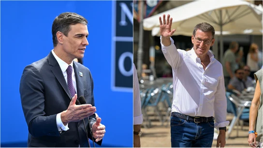 Pedro Sánchez y Alberto Núñez Feijóo el día después del debate cara a cara Pedro Sánchez y Alberto Núñez Feijóo el día después del debate cara a cara