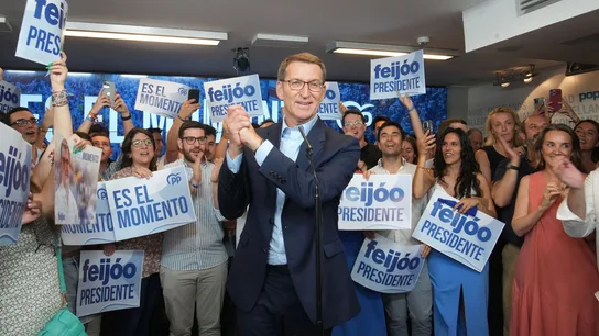 Tras el debate, Feijóo fue recibido con euforia en la sede de Génova Tras el debate, Feijóo fue recibido con euforia en la sede de Génova