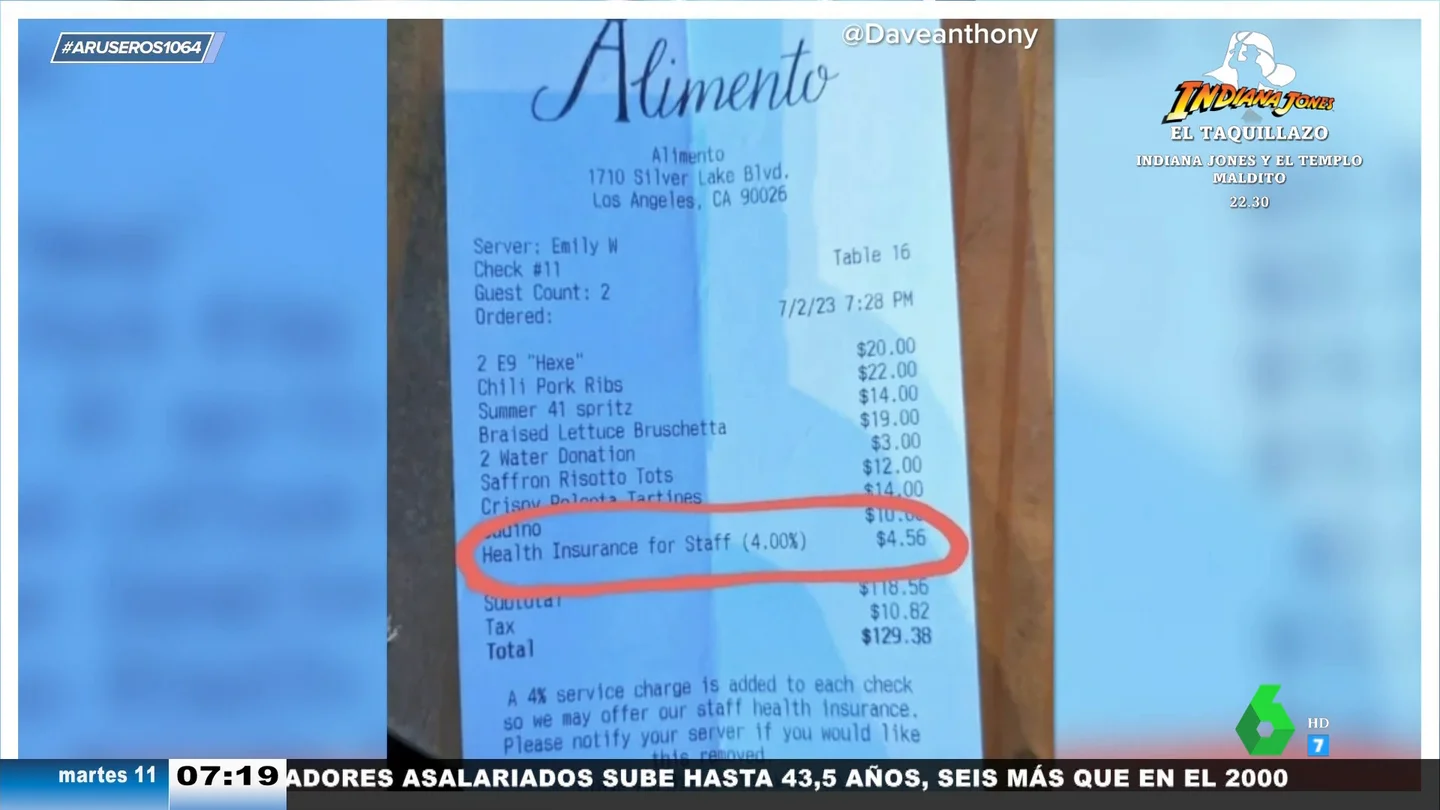 Tirar dos veces de la cadena o la sanidad de los camareros: estos son los pagos incluidos en la cuenta de un restaurante Tirar dos veces de la cadena o la sanidad de los camareros: estos son los pagos incluidos en la cuenta de un restaurante