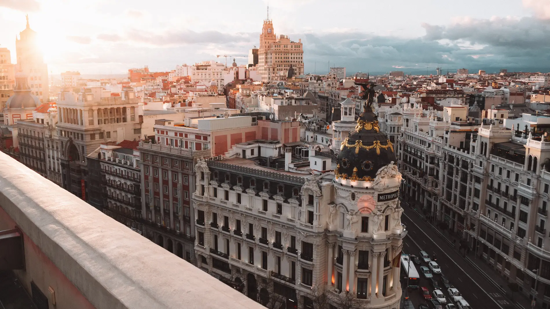 Vista desde una terraza de la calle Gran Vía de Madrid
