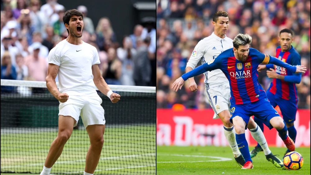 Carlos Alcaraz, Cristiano Ronaldo y Leo Messi