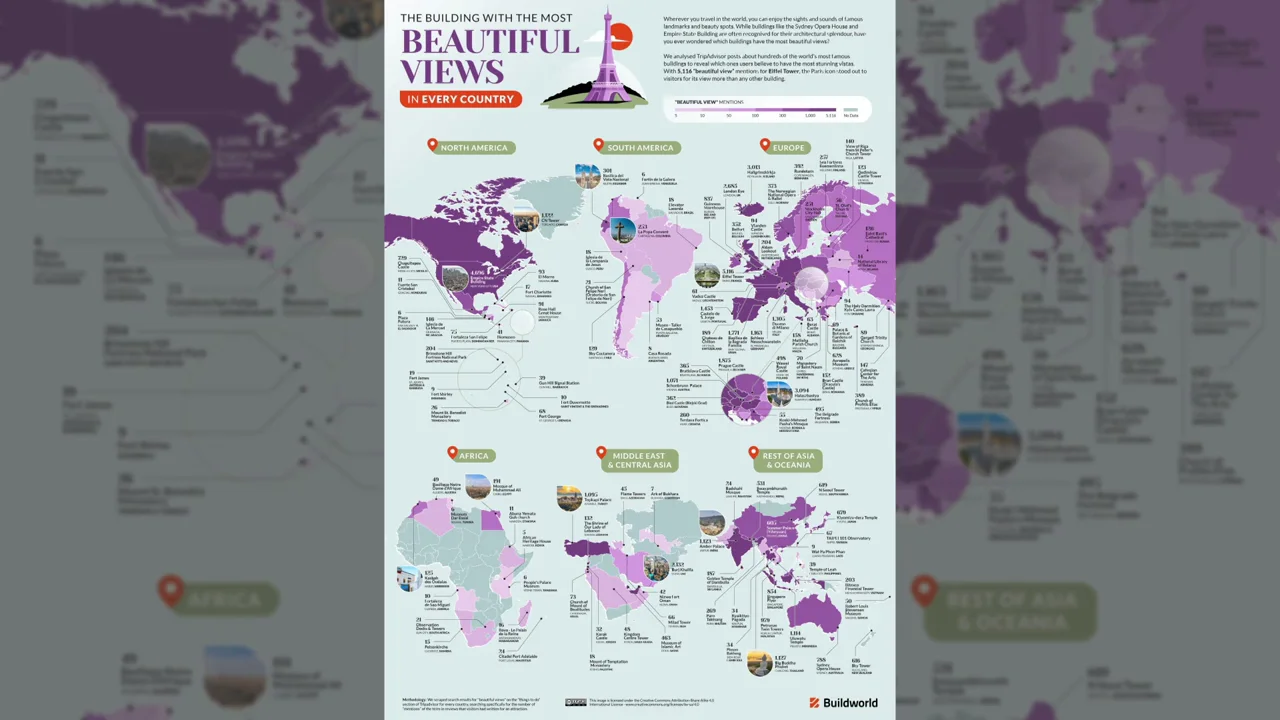 El mapa con el edificio con la vista m&aacute;s bonita de cada pa&iacute;s del mundo