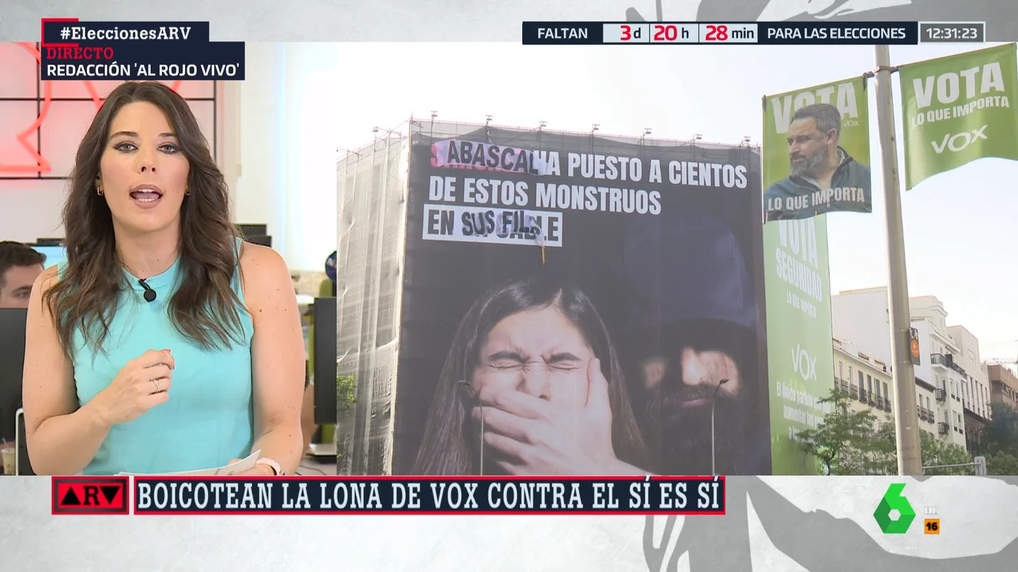 Boicot a una lona electoral de Vox Boicot a una lona electoral de Vox