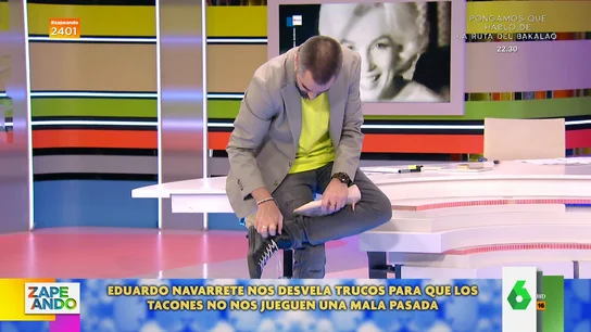 Dani Mateo se prueba los zapatos de tacón de Eduardo Navarrete en directo Dani Mateo se prueba los zapatos de tacón de Eduardo Navarrete en directo