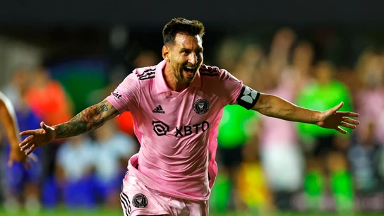 Leo Messi celebra un gol con el Inter de Miami Leo Messi celebra un gol con el Inter de Miami