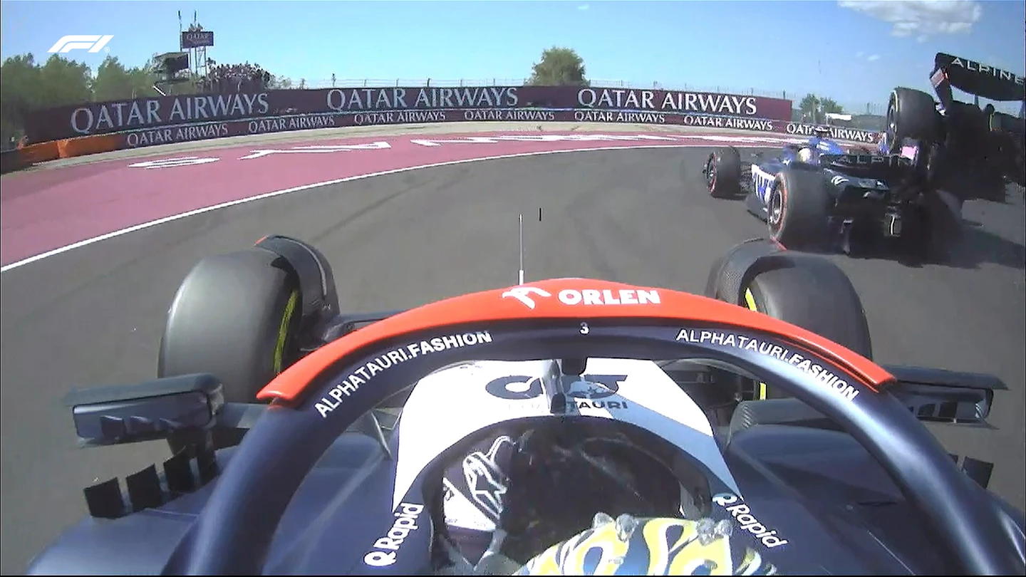 Accidente entre los Alpine desde el coche de Ricciardo Accidente entre los Alpine desde el coche de Ricciardo