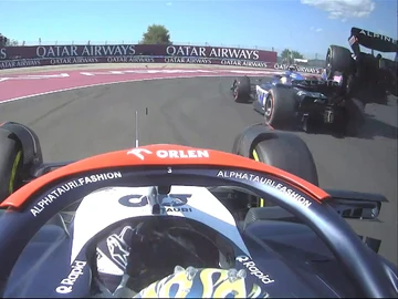 Accidente entre los Alpine desde el coche de Ricciardo Accidente entre los Alpine desde el coche de Ricciardo