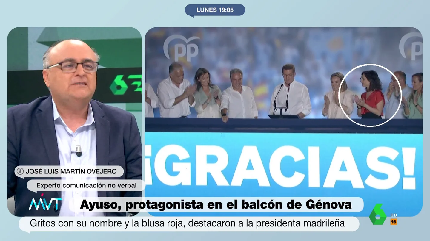 El momento más incómodo del PP en el balcón de Génova: el lenguaje no verbal ante la ovación a una Ayuso de rojo El momento más incómodo del PP en el balcón de Génova: el lenguaje no verbal ante la ovación a una Ayuso de rojo