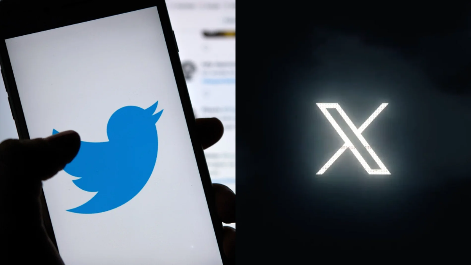 El pájaro azul de Twitter y el nuevo logotipo de &#39;X&#39; de Elon Musk