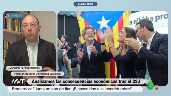 El veredicto de Gonzalo Bernardos sobre el escenario postelectoral: "Bienvenidos a la incertidumbre política y económica" MVT El veredicto de Gonzalo Bernardos sobre el escenario postelectoral: "Bienvenidos a la incertidumbre política y económica"