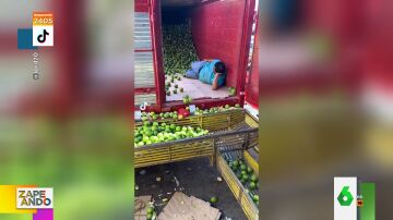"Nos representa a todos": la reacción de Dani Mateo al descubrir la técnica de un trabajador para descargar fruta