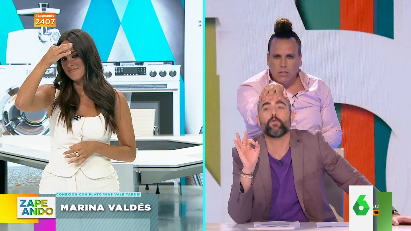 La surrealista conexión de Dani Mateo con Torito bailando por detrás que impide a Marina Valdés concentrarse La surrealista conexión de Dani Mateo con Torito bailando por detrás que impide a Marina Valdés concentrarse