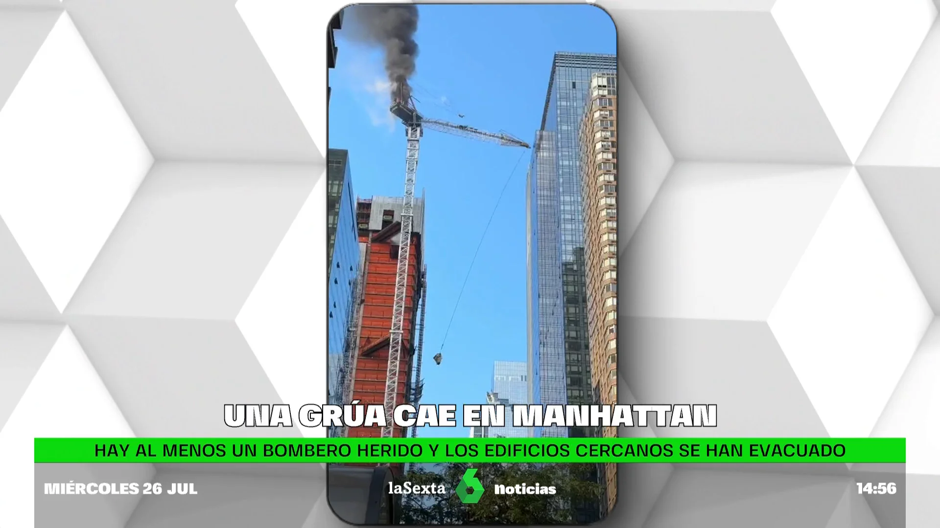 El desplome de una grúa en Manhattan deja once heridos