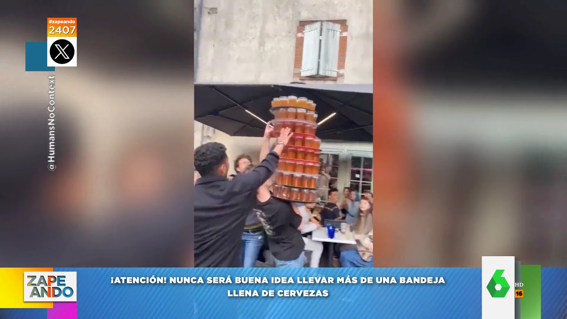 El viral de un camarero que tira al suelo las cervezas