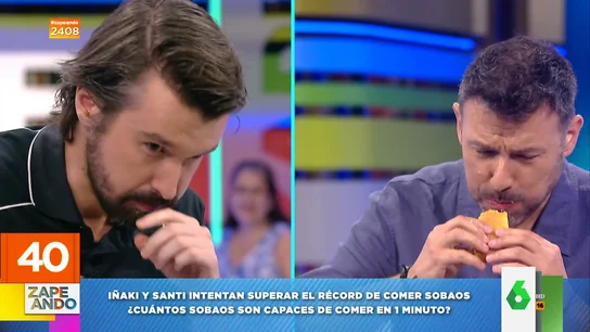 Santi Alverú o Iñaki Urrutia: ¿qué zapeador es capaz de comer más sobaos mojados en 60 segundos? Santi Alverú o Iñaki Urrutia: ¿qué zapeador es capaz de comer más sobaos mojados en 60 segundos?